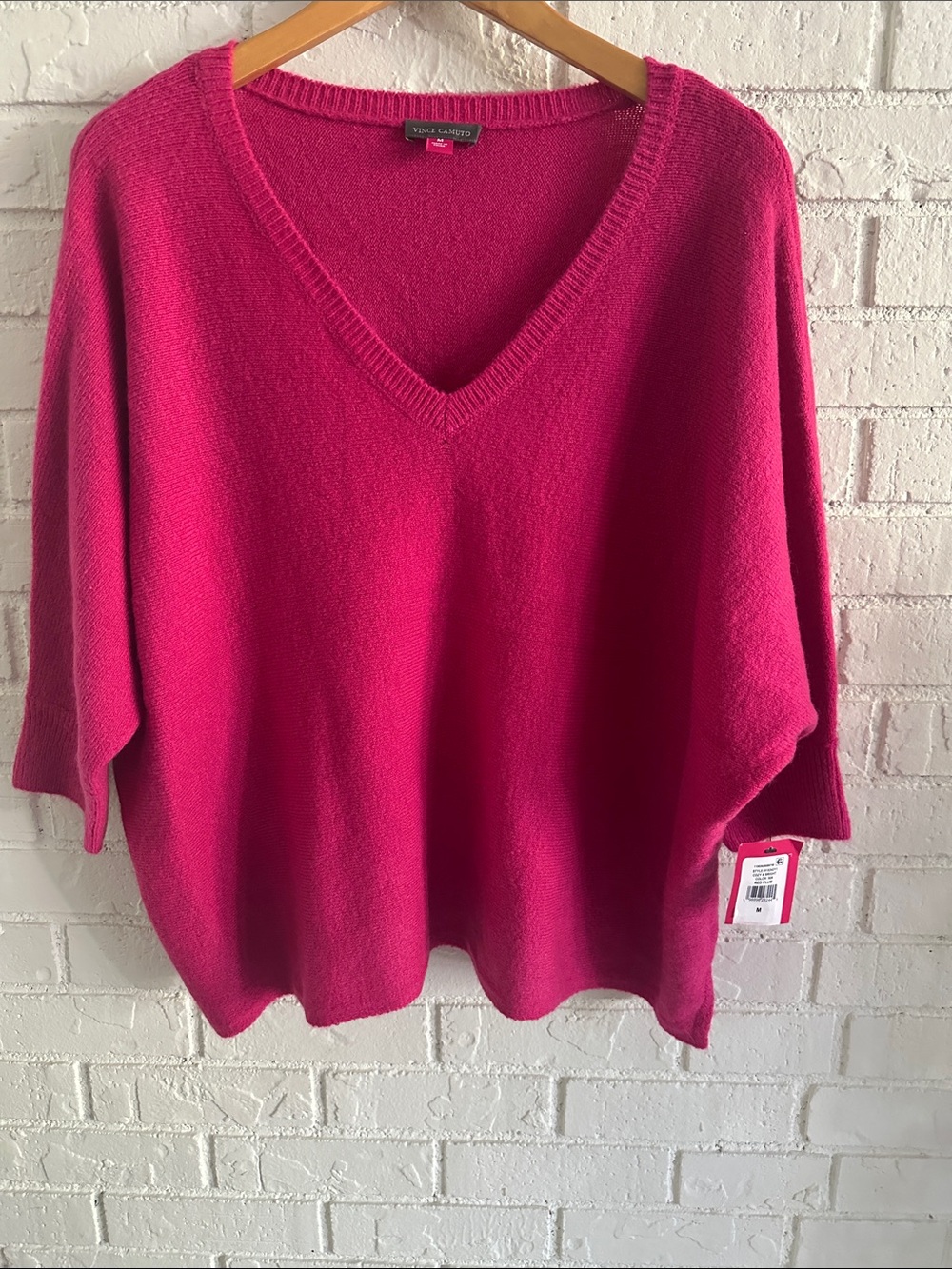 Vince Camuto Bright Fuchsia V-Neck Sweater